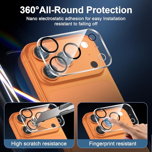 Image of NEW'C 3x Screen Protector for iPhone 17 Pro Max (6.9 inches)+ 3x Camera Lens Protector, Sensor Protection, Case Friendly Tempered Glass Film, Ultra Resistant, Easy installation tool include