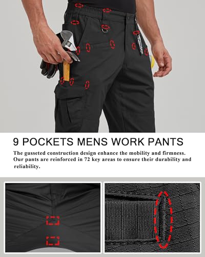 Mens Work Pants Cargo Tactical Construction for Men Ripstop Waterproof Lightweight Outdoor Hiking with Pockets2