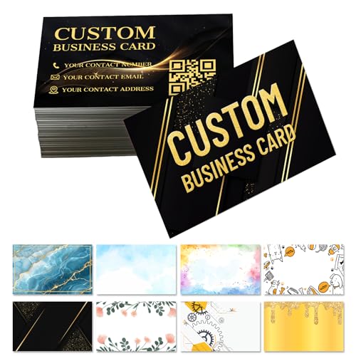 100PCS Personalised Business Cards - Custom Business Cards with Logo Picture Customizable Waterproof for Small 300gsm Matte Paper Front & Back Sides Printed 3.5 X 2 (General Template)