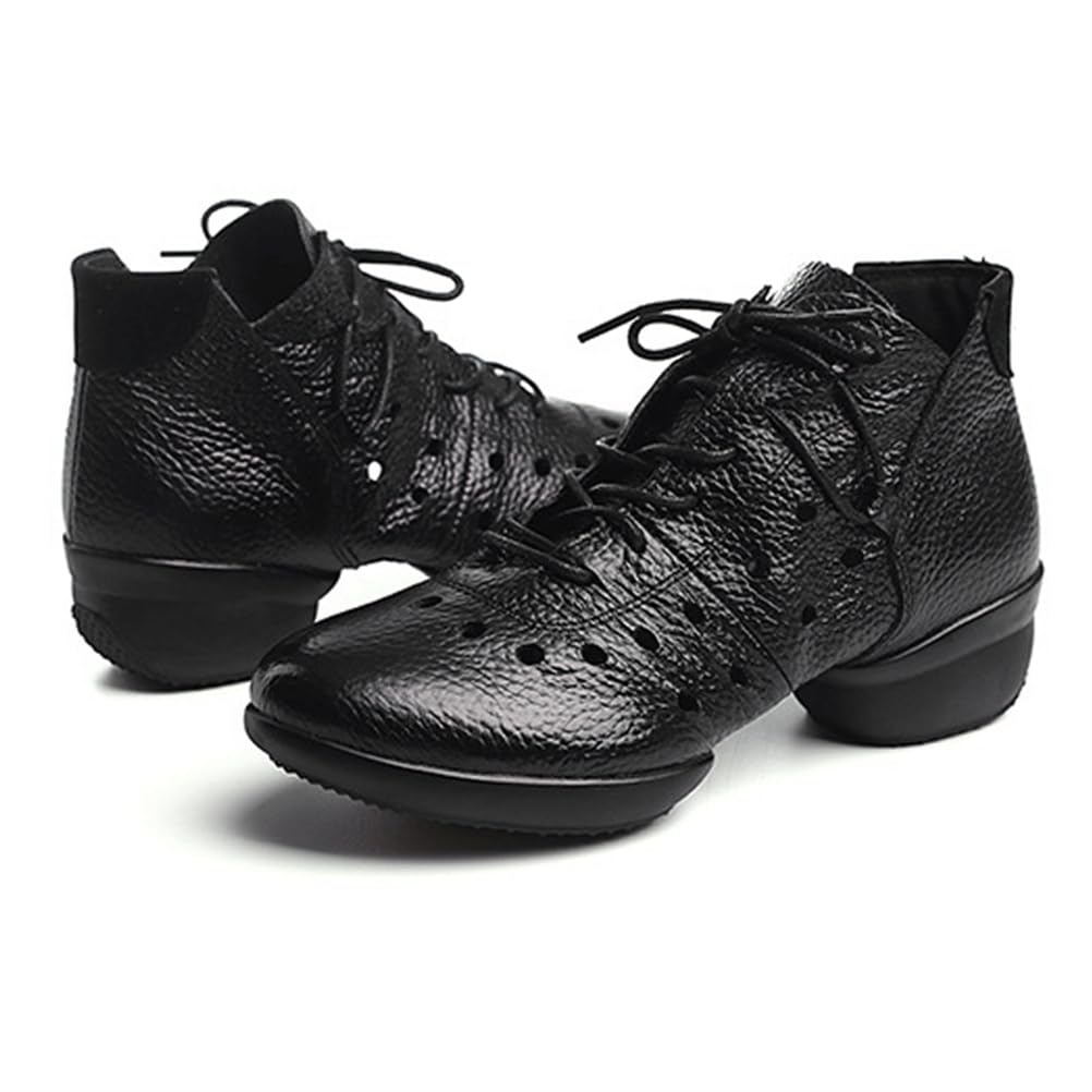 VEACAM Zapatos De Jazz para Mujer Zapatillas De Baile De Práctica con Cordones Zapatos De Baile Modernos De Cuero Transpirable Zapatos De Plataforma para Caminar