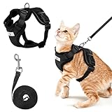 Casas Harnais pour Chat et Laisse pour Chat, Harnais Chat avec Collier Chat, Laisse Chat, Harnais Petit Chien, Harnais Chat Adulte, Collier pour Chaton avec Harnais Chat Anti Fugue, Noir S.
