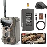 GardePro X70 Pro Fototrappola WiFi 4G LTE con Streaming Live e GPS, Batteria Ricaricabile da 7800 mAh, Scheda SD da 64 GB, 48MP 1296P Fototrappola Notturna, IP66 Foto Trappola per Animali
