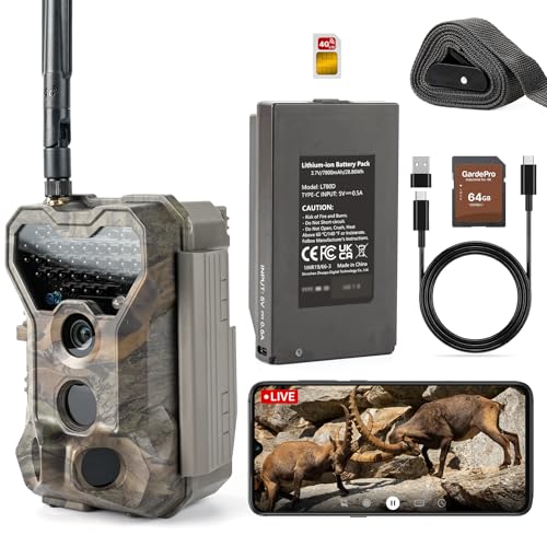 GardePro X70 Pro 4G LTE Wildkamera WLAN mit Live-Streaming und GPS 7800mAh Akku und 64GB SD Karte 48MP Wildkamera mit Handyübertragung App Wildtierkamera mit Bewegungsmelder Nachtsicht