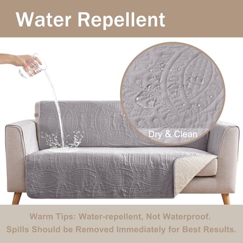 Image of Quilted Grand Sofa Covers Washable, Couch Cover for Grand Sofa, Soft Cozy Couch Protector for 4 Cushion Couch, Oversized Grand Sofa Slipcovers Water-Repellent (Grand Sofa 88 inch, Cloud Purple)