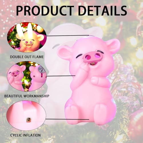 Encendedor doble llama recargable de butano rosa miniatura 6