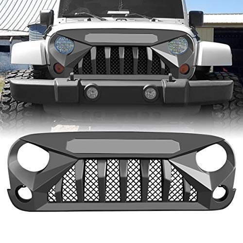 American 4wheel Front Grill Matte Black Grid Grille for 2007-2018 Jeep Wrangler Rubicon Sahara Sport JK/JKU (Gladiator Grille)