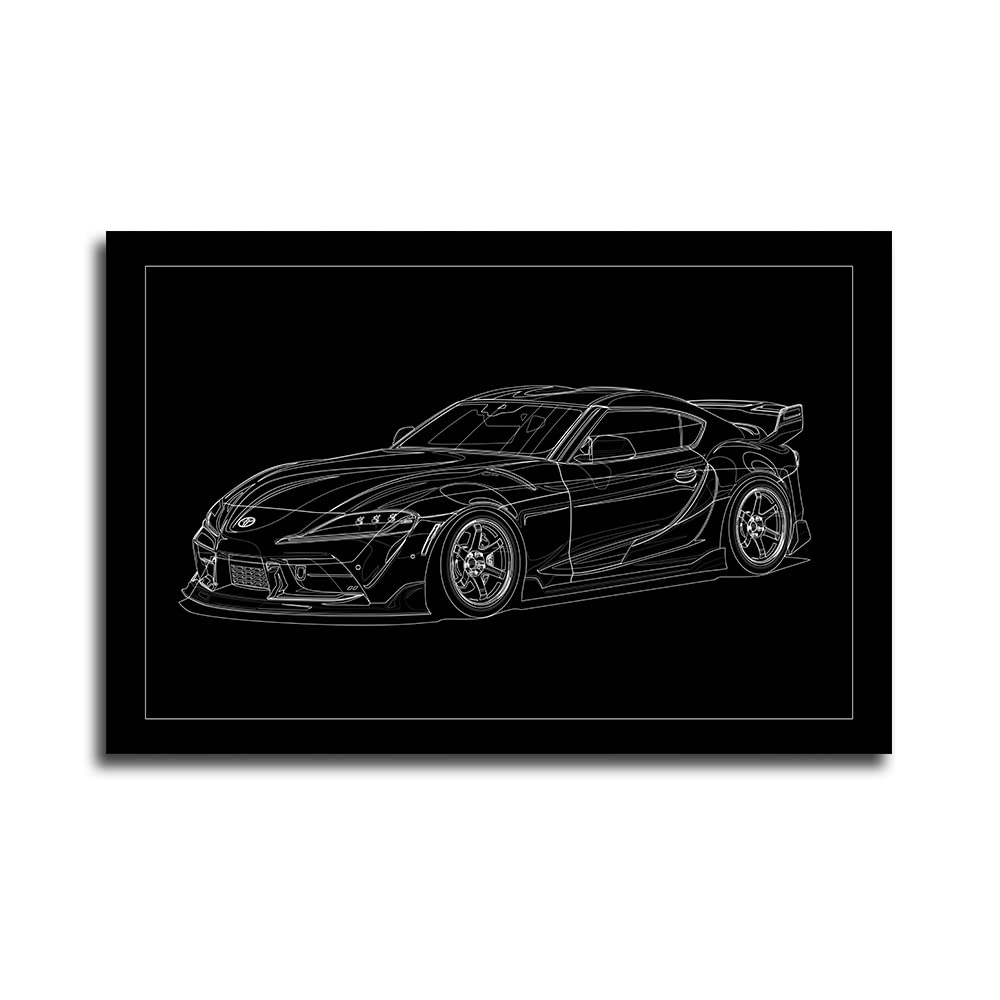 JDM Import tuner Fan Art Drawing Compatible with Supra MK5 Drift Drifting Poster Paper 24x36 inch