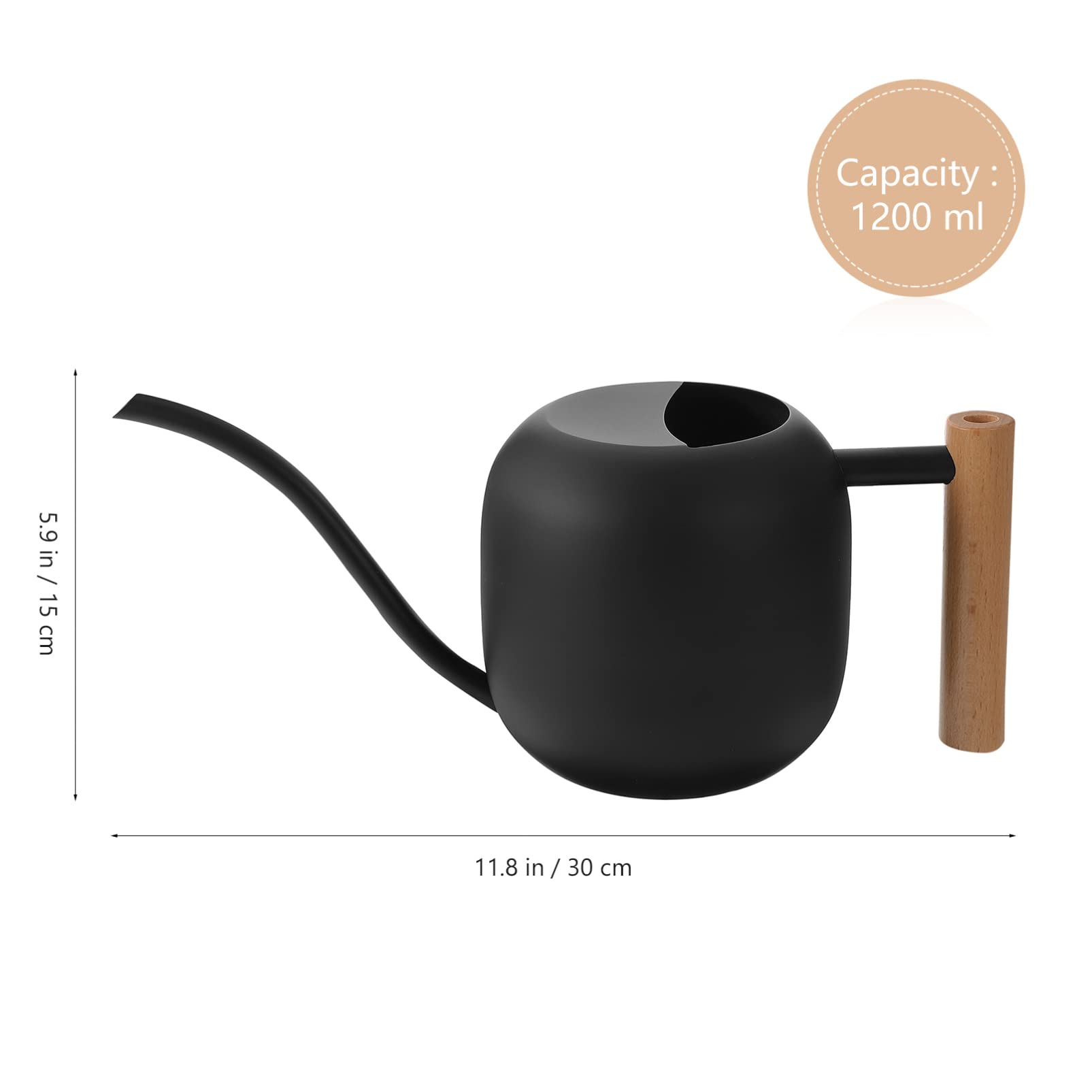 Inoxidable Regadera Vintage Acero de 1200ml Mango de Madera