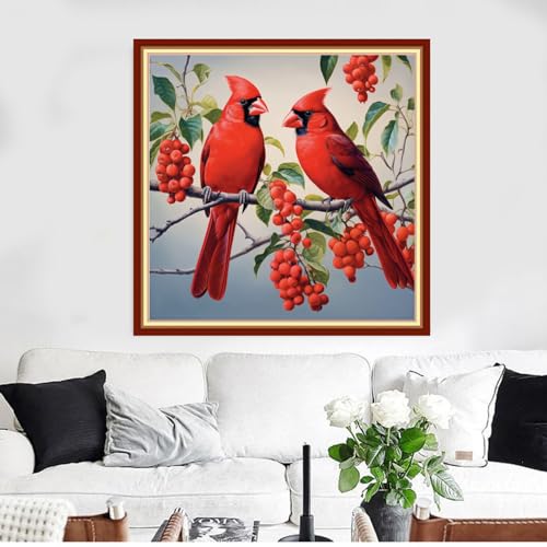 Image of Redxing Stamped Cross Stitch Kits Full Range of Embroidery Starter Kits- Needlepoint Counted Cross Stitch Kits for Beginner Adults 11CT Printed Embroidery Kit-Bird Scenery 18x18 inch