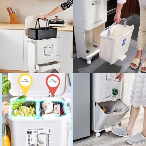 Caneca de basura doble 42L con ruedas miniatura 4