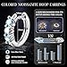 GEMQUEEN Moissanite Earrings Hoops : 18K White Gold Plated 925 Sterling Silver Earrings Hypoallergenic Small Huggie Hoop Earrings for Women Men Moissanite Jewelry Round Cut Rainbow Color VVS1 Clarity