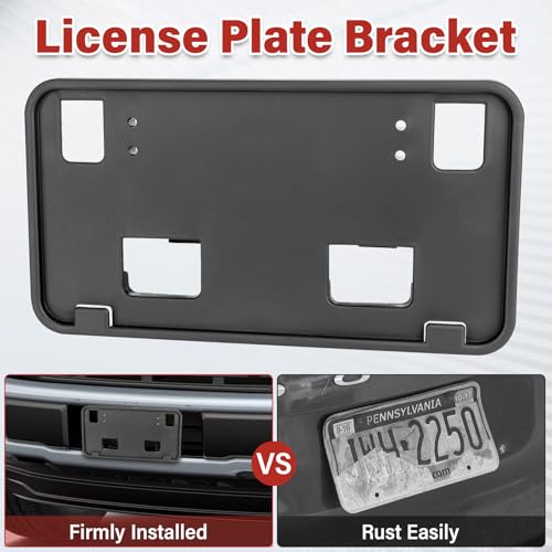 Image of License Plate Bracket Accessories for Ford Ranger 2008 2009 2010 2011, Front Bumper License Plate Holder Replacement Frame Black Mount