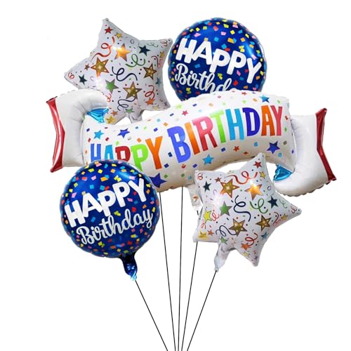 Balão Happy Birthday, 5 peças balão de aniversário, balões feliz aniversário, balões de aniversário, balões de festa de aniversário para todas as crianças e adultos