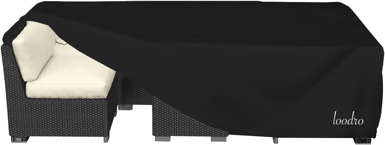 LooDro Patio Furniture Set Covers Outdoor Table Cover Rectangular Patio Cover Waterproof Anti-UV Resistant with 4 Windproof Buckles Large Black ?81LX47WX28H? Rectangular 81L×47W×28H