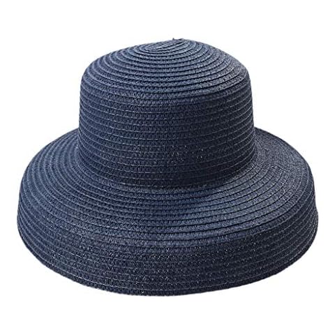 Kcnsieou Vintage Hepburn Style Solid Color Womens Vintage Hepburn Straw Sun Hat Bell Shaped Wide Brim Vacation Beach Cap Cover