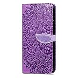 Nadoli Handyhülle kompatibel für Samsung Galaxy A33 5G,Elegant Blumen Feder Muster Magnetverschluss Leder Brieftasche Schutzhülle mit Kartenfach für Mädchen Frauen