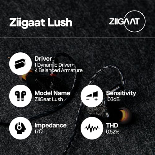 Image of Linsoul ZiiGaat Lush in Ear Monitor, 1DD+4BA Hybrid Earphone IEM, Studio Monitor Tunning Wired Earbuds with Detachable Cable for Professional Music Engineers Audiophiles (Silver)