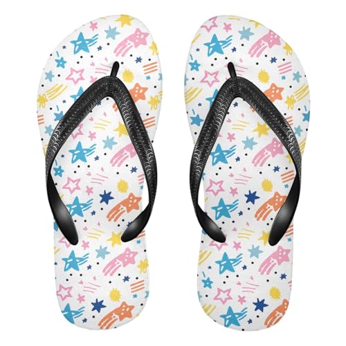 Star Shooting Star White Flip Flops for Beach Thong Sandals Anti-slip Lightweight Beach Shoes for Indoor Outdoor House