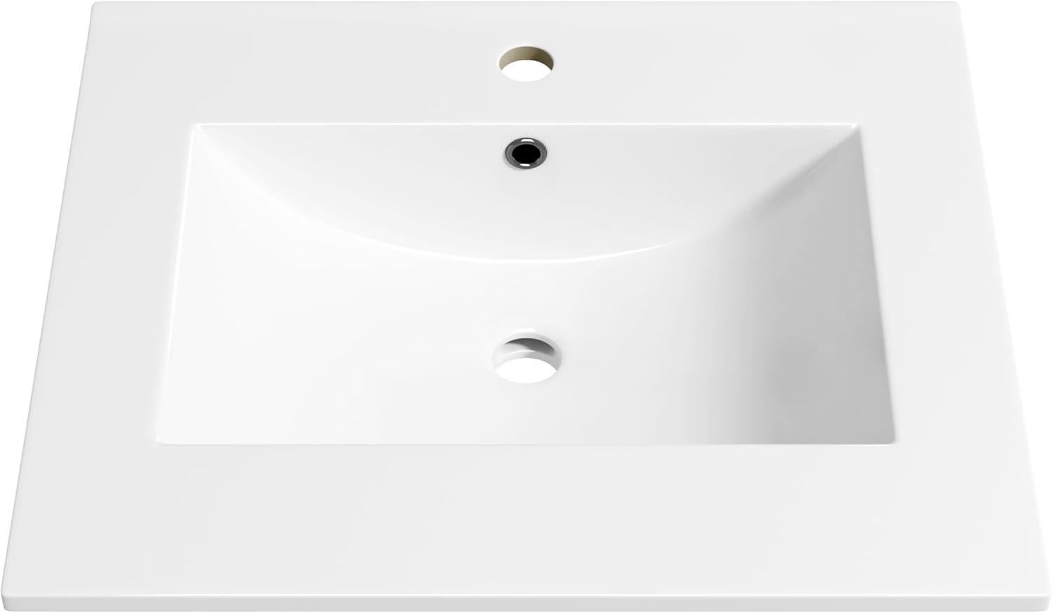 Eridanus 25"x22" Bathroom Sink, Ceramic Bathroom Vanity Sink Top with Overflow, Drop in Bathroom Vessel Sink Rectangle Ideal for Small Spaces ‎- Glossy White