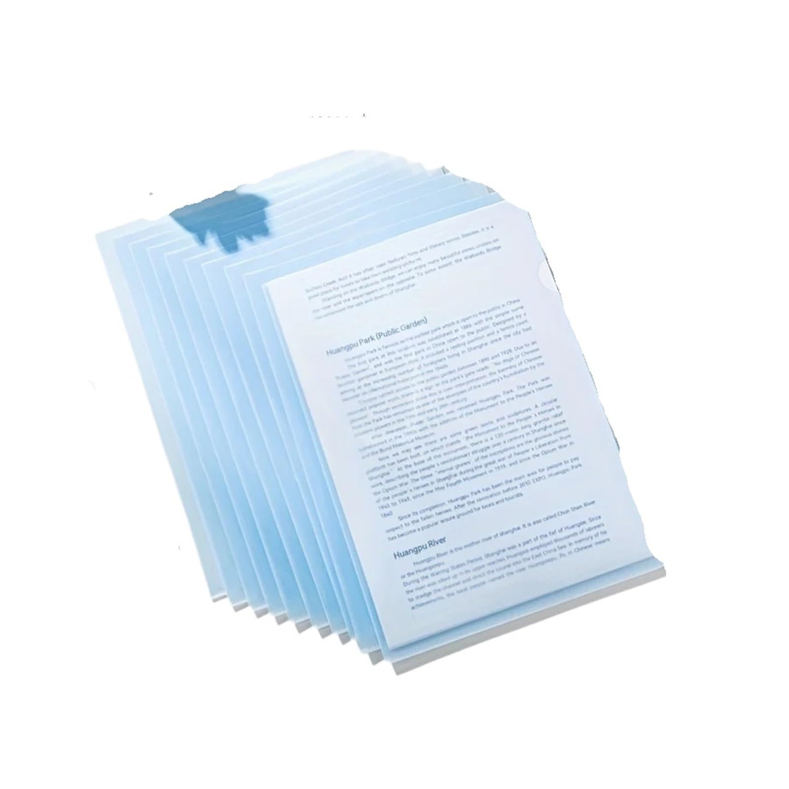 Carpeta Transparente Carpeta de documentos transparente tipo L 32 piezas, plástico, con bolsillo seguro for proyectos Para Archivar(Blue)