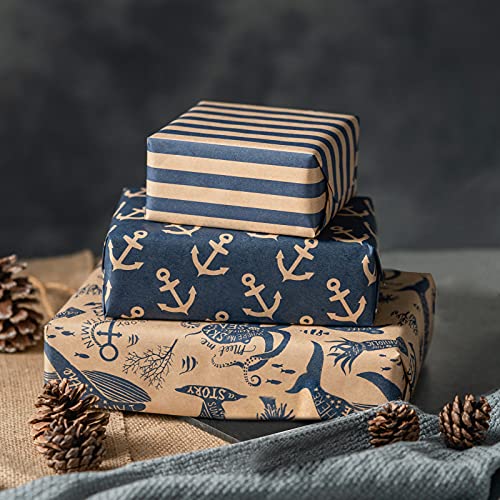 RUSPEPA Rotoli di Carta da Regalo con Etichette