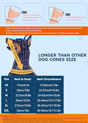 Image of Dog Cone Collar for Dogs After Surgery Extra Long, Adjustable Comfy Dog Elizabethan Pet Collar Cone for Large Dogs Anti-Lick Protective Wound