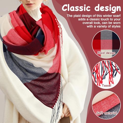 Plaid Oversized Scarf for Women Warm Blanket Shawl with Tassel Detail Cold Weather Accessory for Fall and Winter for Stylish Layering2