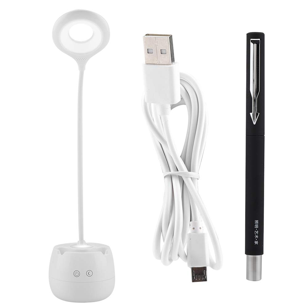 Lampa biurkowa LED z portem ładowania USB, ściemnialna lampa stołowa LED z uchwytem na długopis, dotykowa lampka nocna na biurko Lampa stołowa z 3 trybami do nauki/czytania/biura Double the