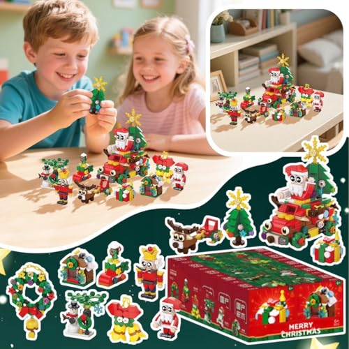 Image of Building Blocks Bricks Set, Build, Learn and Play, Construction, Educational Interactive Creative DIY Toy, Compatible with All Major Brands (10 in 1, Merry Christmas Santa Xmas, 352 Pcs)