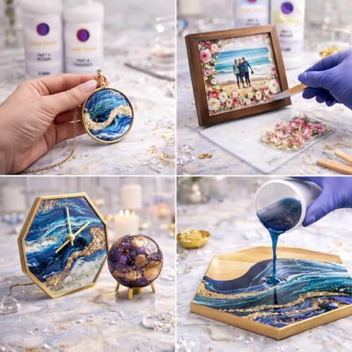 Image of Crystal Clear 2:1 Epoxy Resin & Hardener | UV Resistant, Self-Leveling High Gloss Finish | Non-Toxic, Easy Mix Liquid Art Kit for Jewellery, Keychain & DIY Crafts