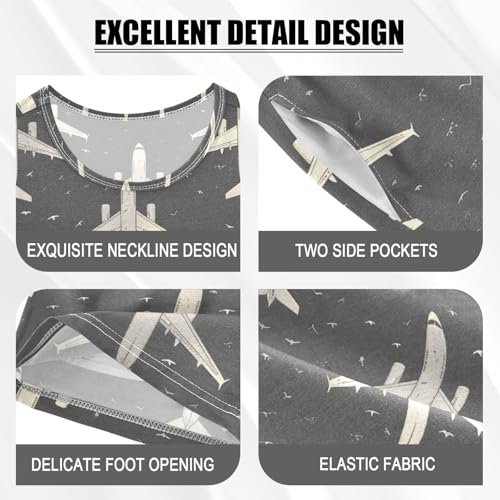 ALAZA Plane Retro Pajamas Short Sleeve 2 Piece Sleepwear Top and Bottom Pajama Set Unisex4