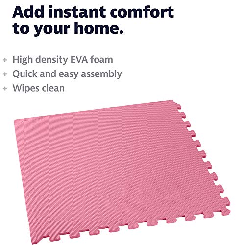 Image of We Sell Mats Premium Foam Interlocking anti-fatigue tiles great for gyms PX90 Insanity Pilates Yoga aerobics cardio trade shows kids payrooms and more. Pink 48 SQFT-12 Tiles