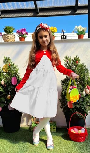 Image of Arshiner Girls Open Front Bolero Shrug Kids Long Sleeve Cropped Elegant Cardigan Knit Sweater