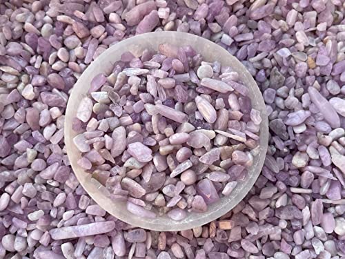 Image of GAF TREASURES 2 oz Lot Kunzite Natural Semi Tumbled Gemstone Chips, Crushed Mini Crystals, Undrilled Crystal Chips (Kunzite)