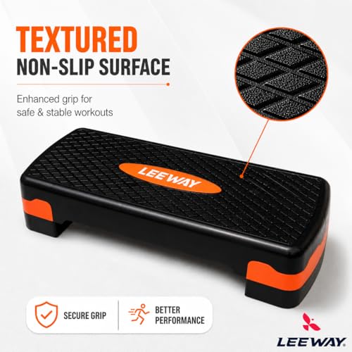 Image of Leeway Stepper for Exercise at Home | 2-Level Adjustable Aerobic Step Platform | Non-Slip Step Board for Cardio | Mini Gym Stepper for Weight & Fitness Workout Cardio | Gym Stool