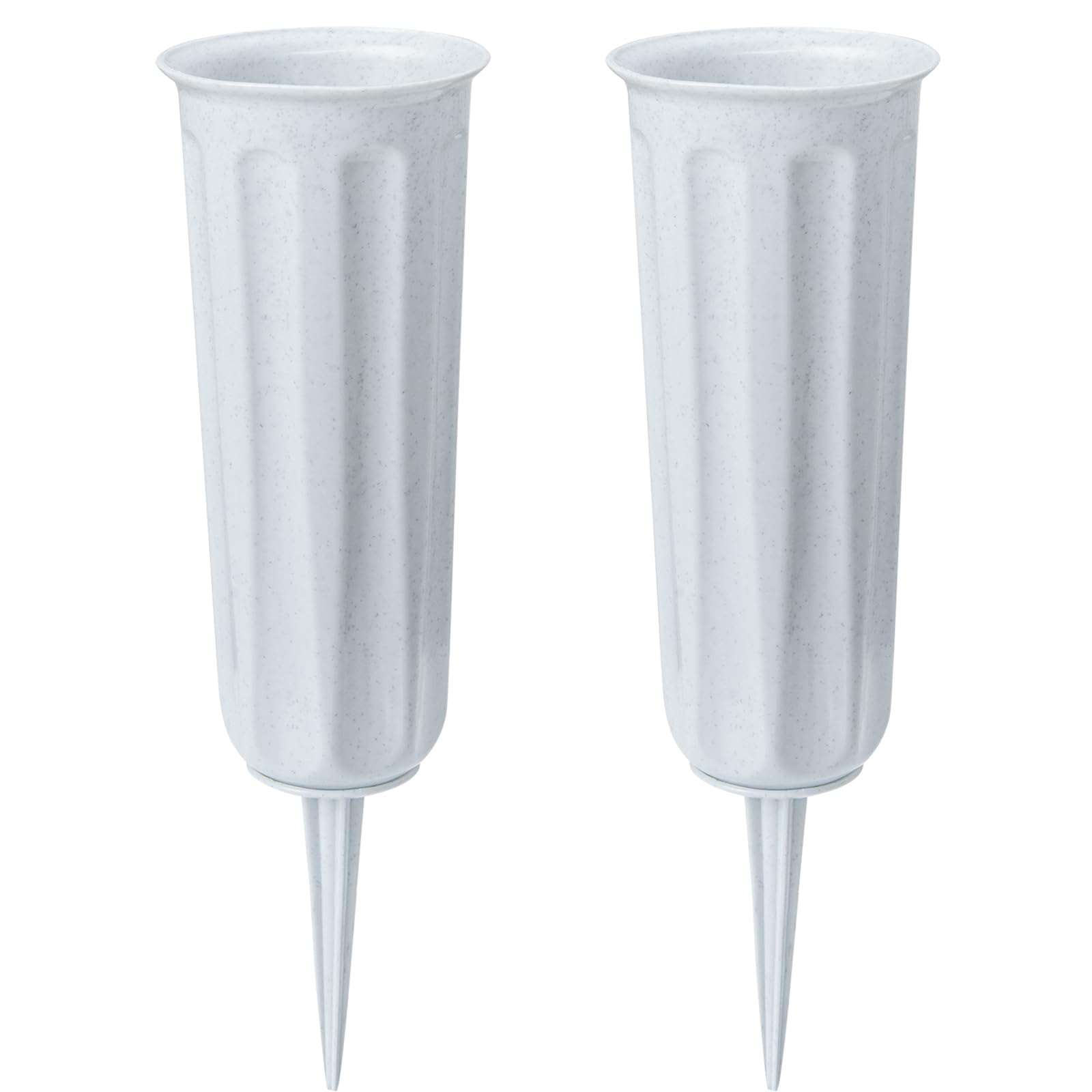 Velibobo Grey 2Pcs 2 Pieces Grave Vases With Spikes, Plastic Flower Holder For Cemetery, Flower Vase Grave Decorations For Cemetery Headstone Graveside (Grey 2Pcs)