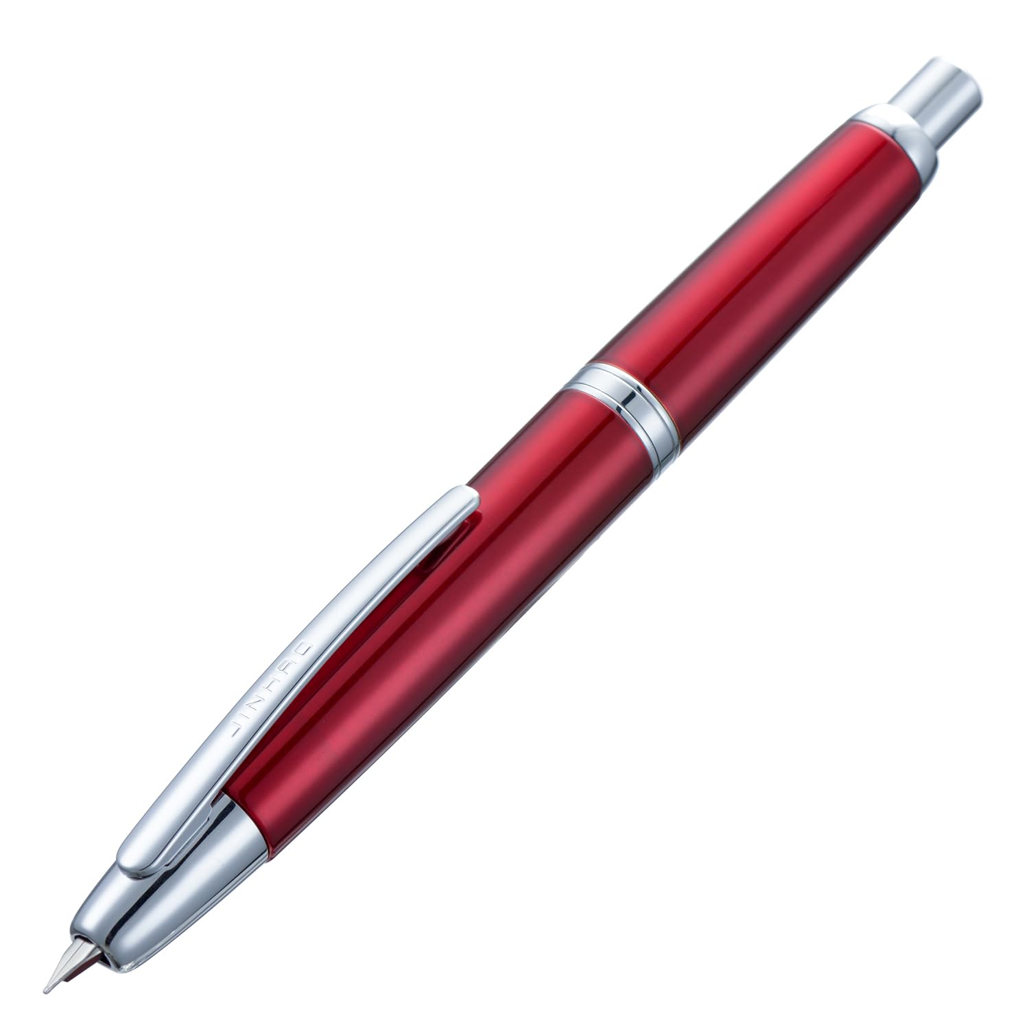 Jinhao 10 Serie Press Füllfederhalter Rose Rot einziehbare extra feine Feder mit Tintenkonverter und Metall Stiftebox Set (Clip Version)