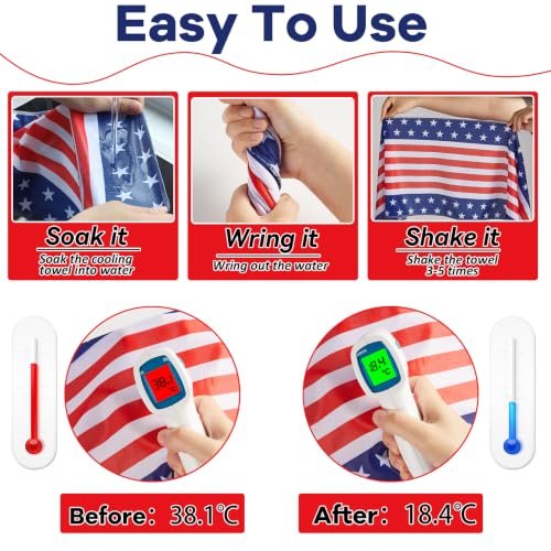 Image of 30Pcs 250th Anniversary Patriotic Cooling Towels for Neck and Face 40 x 12 Inch American Flag Sports Workout Ice Towel for Sweat Microfiber Breathable Chilly Bulk Neck Wraps for 4th of July Outdoor