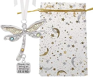 Friend Ornament Thanks for Being an Amazing Friend Dragonfly Charm Thoughtful Ornaments Friendship Gift Hanging Home Décor for Christmas, Birthdays, or Everyday in a Festive Bag & White Gift Box