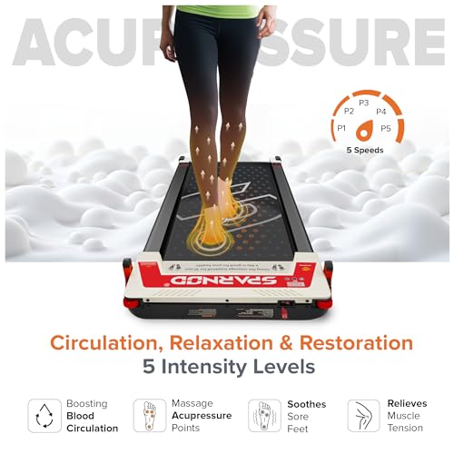 Image of Sparnod Fitness STH-3003 3-in-1 Double-Sided Walking Pad Treadmill for Home Use with Acupressure Massage Pad, 1-6 km /h, 5 Massage Speed Modes, LED Display, Incline, 2.5 HP Motor, Supports Up To 120 kg