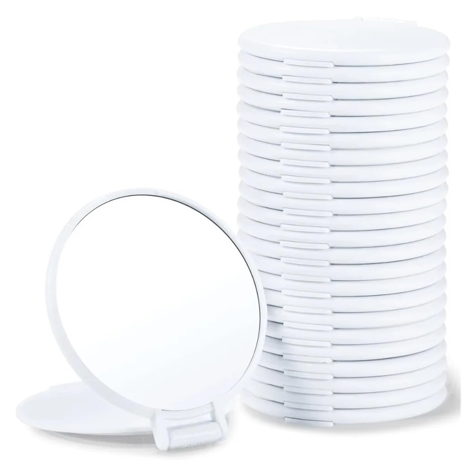 Kompakter Schminkspiegel Kompaktspiegel, rund, Schminkspiegel for die Handtasche, 24er-Set(WHITE)