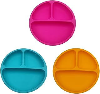 ibasenice 3 Pçs Placas De Silicone Para Crianças Crianças Pratos De Jantar Lancheira Crianças Pratos De Jantar Do Bebê Placas Divididas De Silicone Placas Divididas Lancheira Crianças