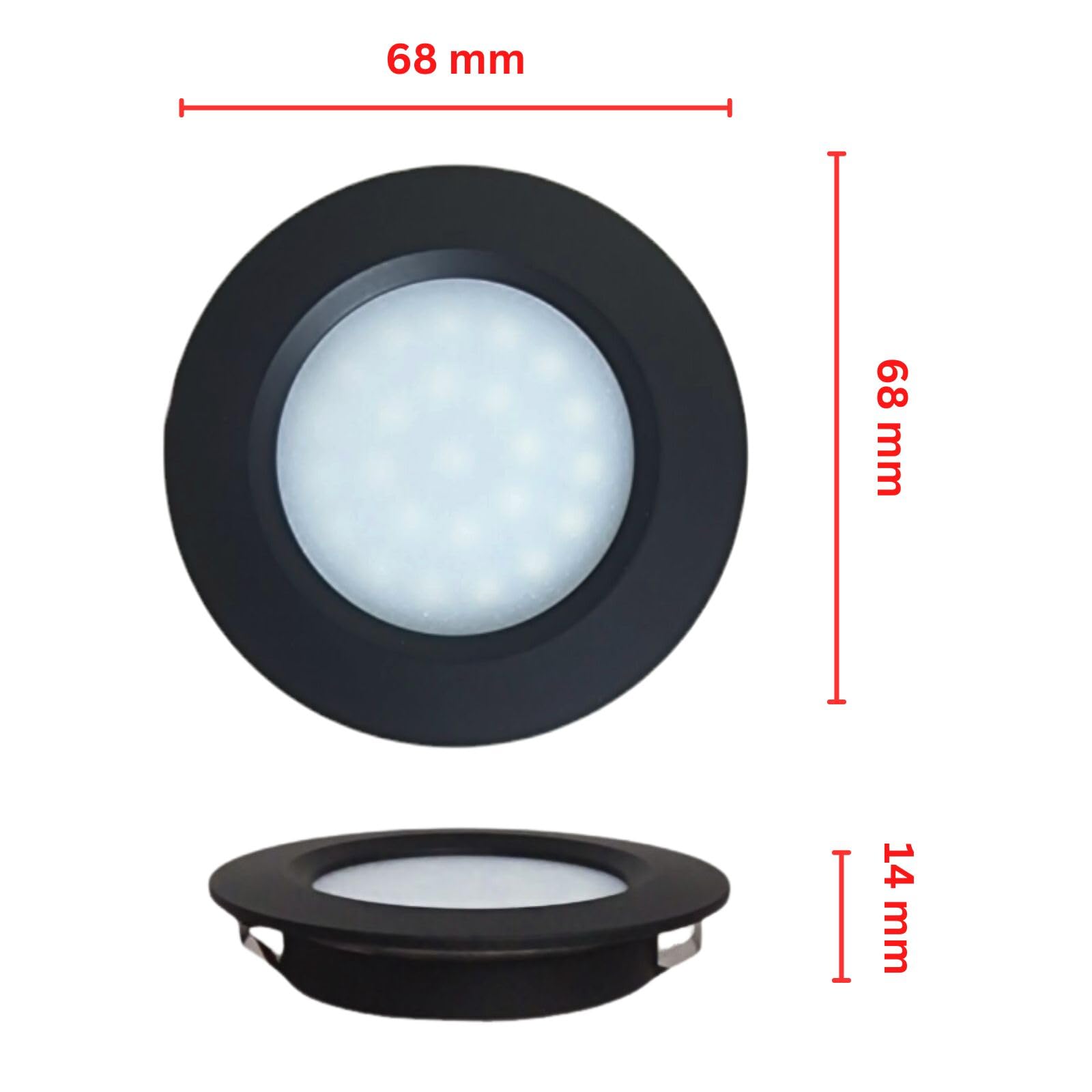 MARVIX Schwarze LED-Spot-Leuchten 12 V 24 V, dimmbar, Einbaustrahler für Wohnmobil, Wohnwagen, Campingbus und Bootsbeleuchtung (Warmweiß, 3000 K) - 6er-Pack
