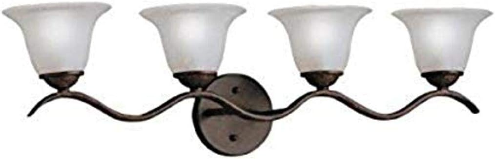 🛒 Crazy Deals Kichler Dover 30.5 4 Light Vanity Light with Etched Seeded Glass in Tannery Bronze