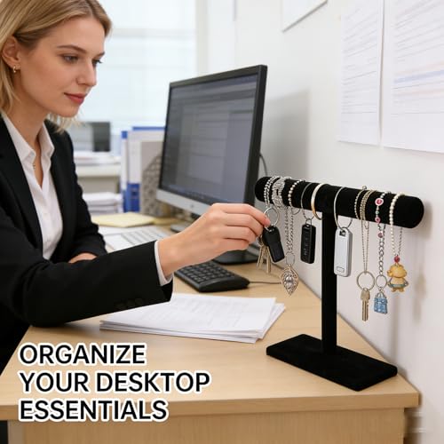Image of Barelove Jewelry Stand Display 1 Tier, Black Velvet T-Bar Bracelet Watch Bangle Necklace Holder for Organization Showcase or Store Display
