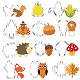 MrCookie Thanksgiving and Fall Holiday Cookie Cutter Set,12pcs Owl Squirrel Pinenut Corn Fox Mushroom Pumpkin Chicken Leg Leaf Turkey Pear…
