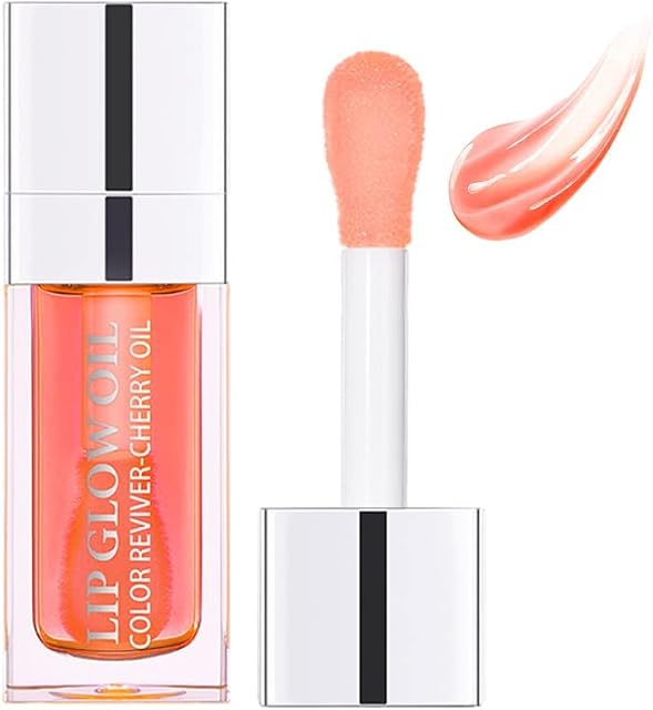 SURORAIN Hydrating Lip Glow Oil Plumping Lip Oil,Long Lasting Lip Gloss Tint,Moisturizing Care Transparent Stain,Nourishing Non-Sticky Formula,Soft Big Brush Shiny Lip Primer,2 ml (Pack of 1), 1