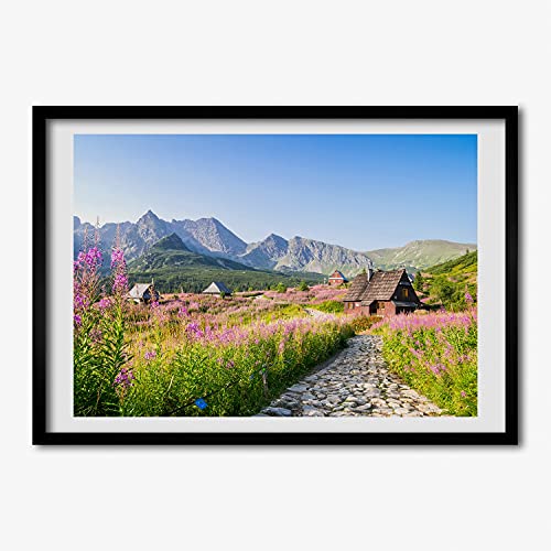 Cadre en bois moderne Tulup 70x50 cm avec affiche encadrée haute définition anti-reflets