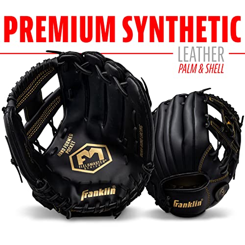 Image of Franklin Sports Baseball and Softball Glove - Field Master - Baseball and Softball Mitt - Adult and Youth Glove - Right Hand Throw - 11 inch - Black /Gold