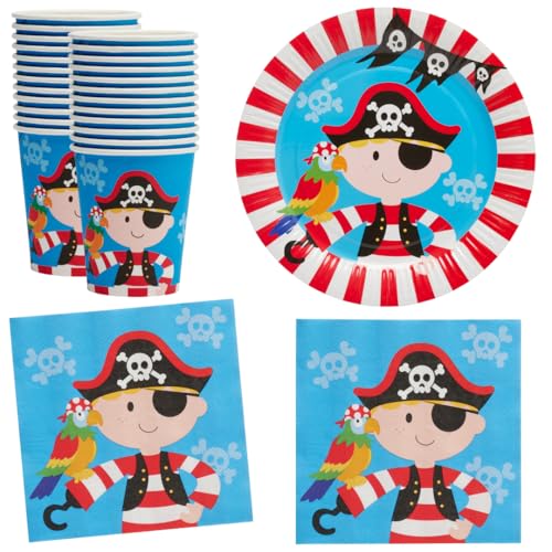 Serabeena Pirate Party Supplies - Birthday Plates and Napkins & Cups for...